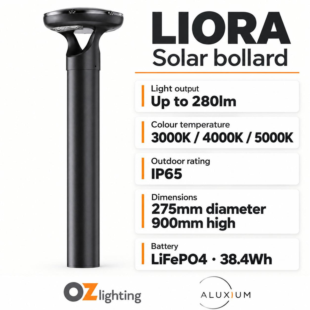 Aluxium LIORA Solar Bollard Light-Aluxium-Ozlighting.com.au