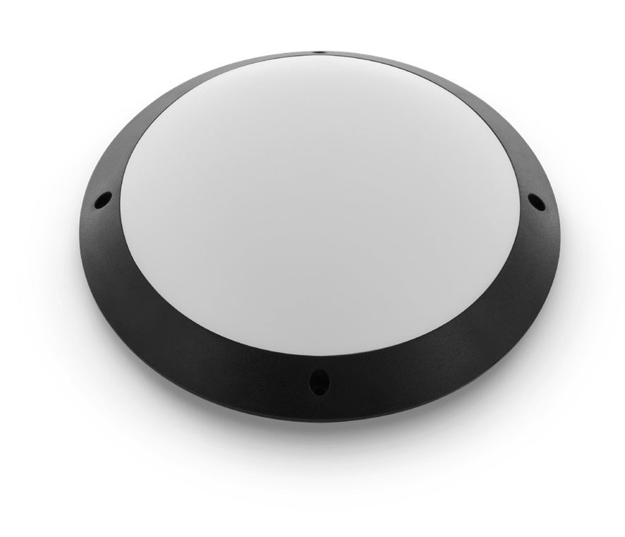 Atom AT3016/BLK/RD/CW Round LED Bunker Light 12W 4000K - Black-Atom Lighting-Ozlighting.com.au