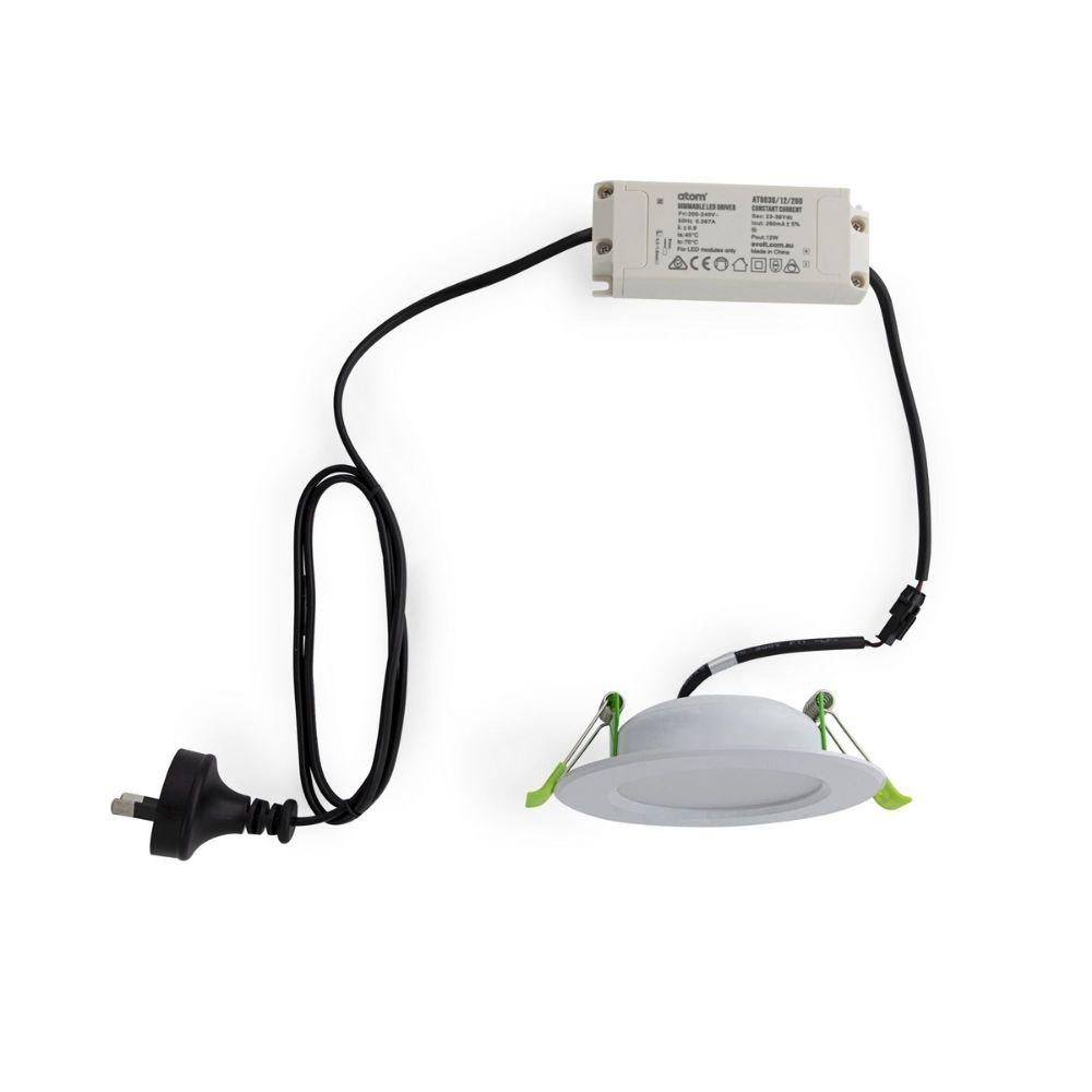 Atom AT9034 - 8W LED Dimmable Standard/Large Trim Flat Face Downlight IP44-Atom Lighting-Ozlighting.com.au