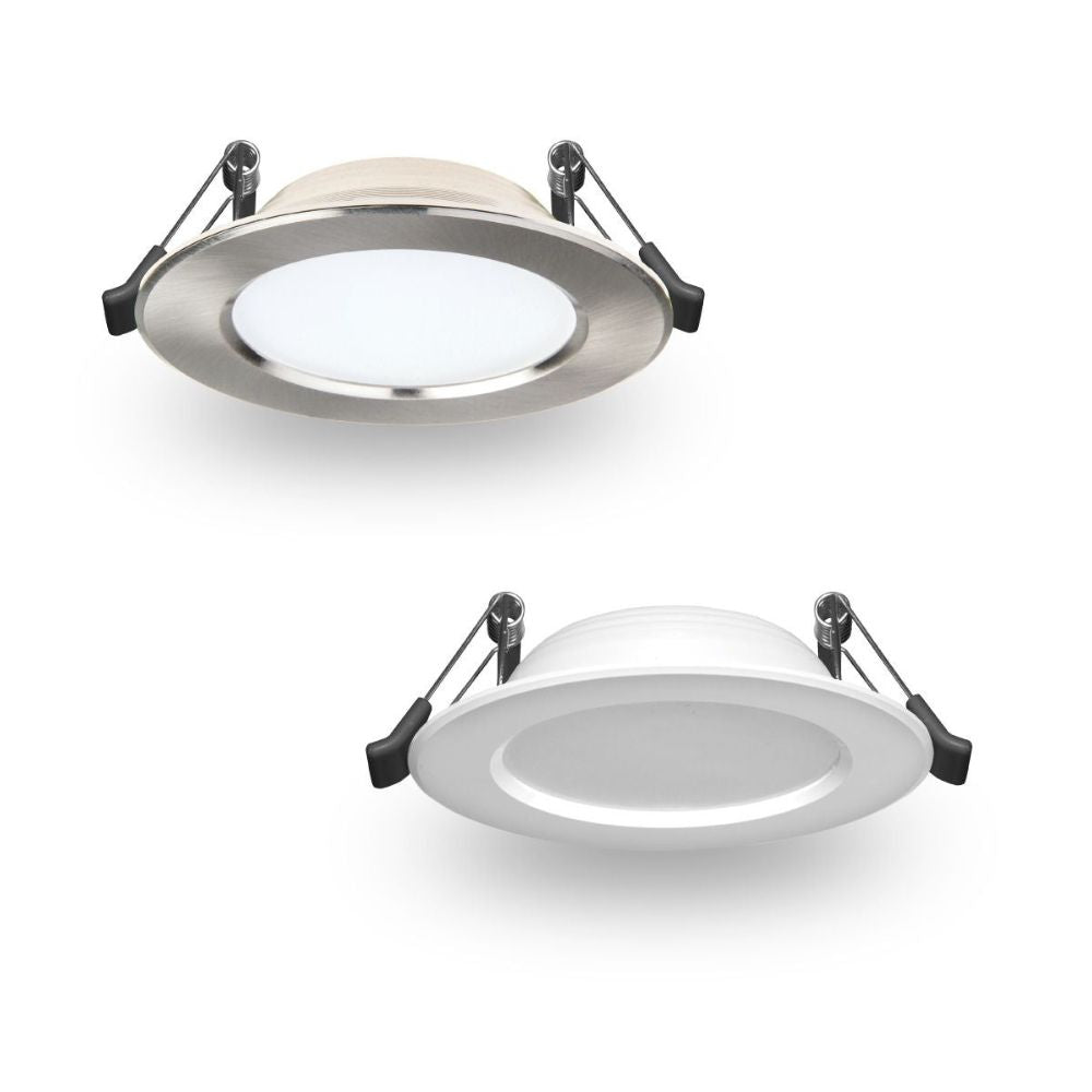 Atom AT9034 TRI LED Downlight - Dimmable, 8W, Tri-Colour, IP44, Flat Face-Atom Lighting-Ozlighting.com.au