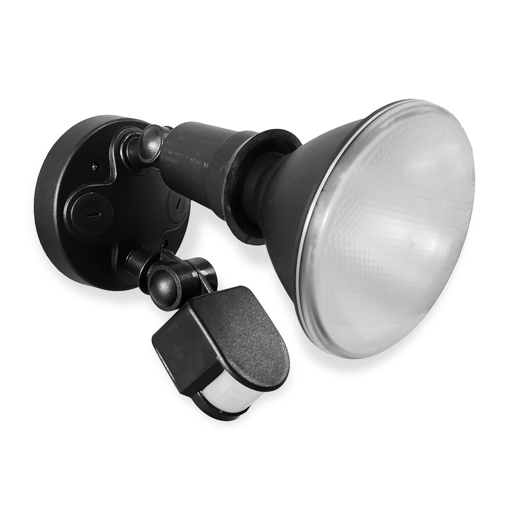 Atom BAT Single PAR38 Floodlight with PIR Sensor - Black-Atom Lighting-Ozlighting.com.au
