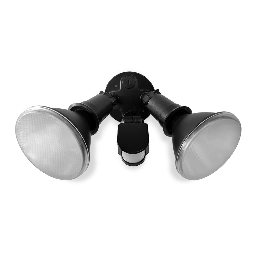 Atom BAT Twin PAR38 Floodlight with PIR Sensor - Black-Atom Lighting-Ozlighting.com.au
