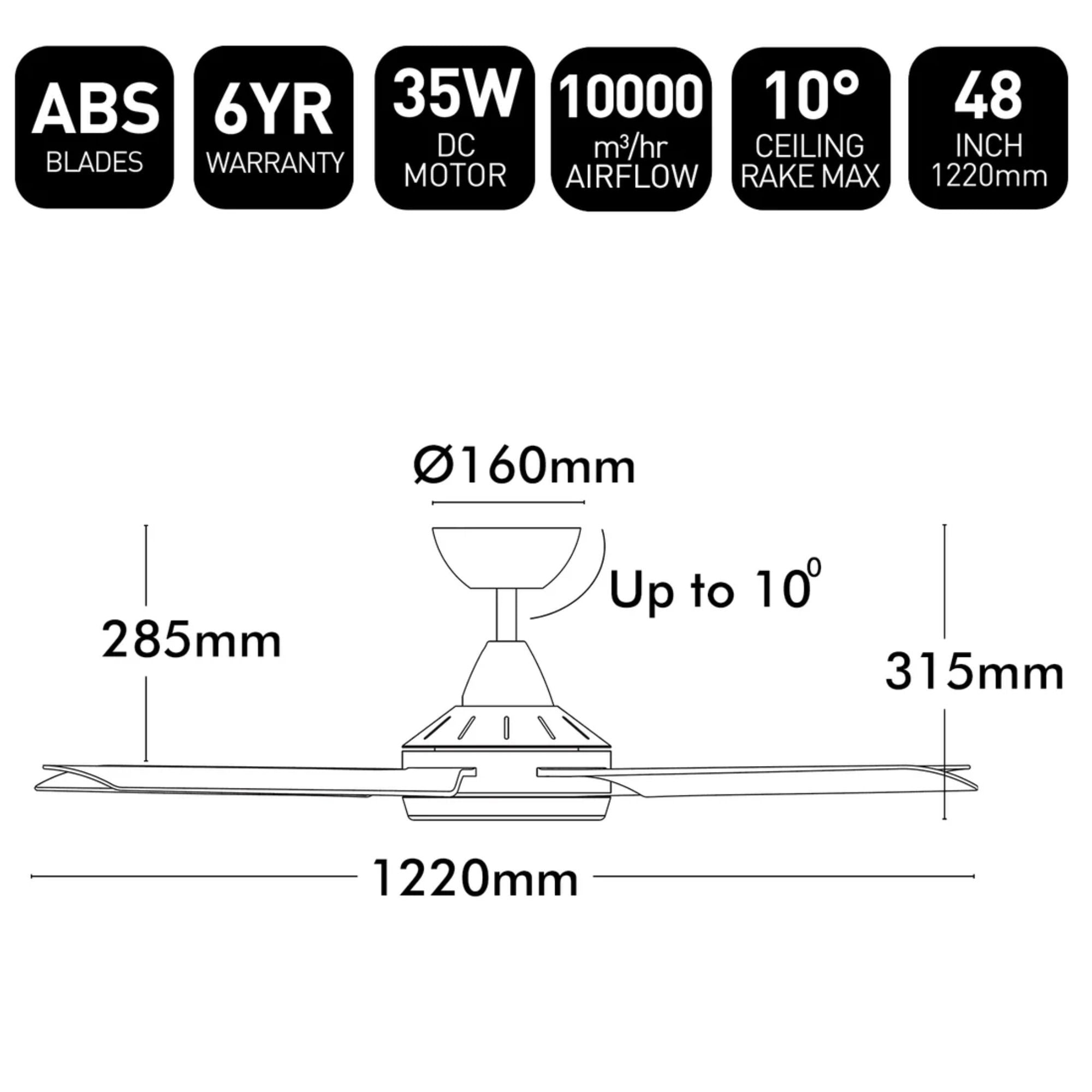 Brilliant CAIRNS - 48" DC Ceiling Fan-Brilliant Lighting-Ozlighting.com.au