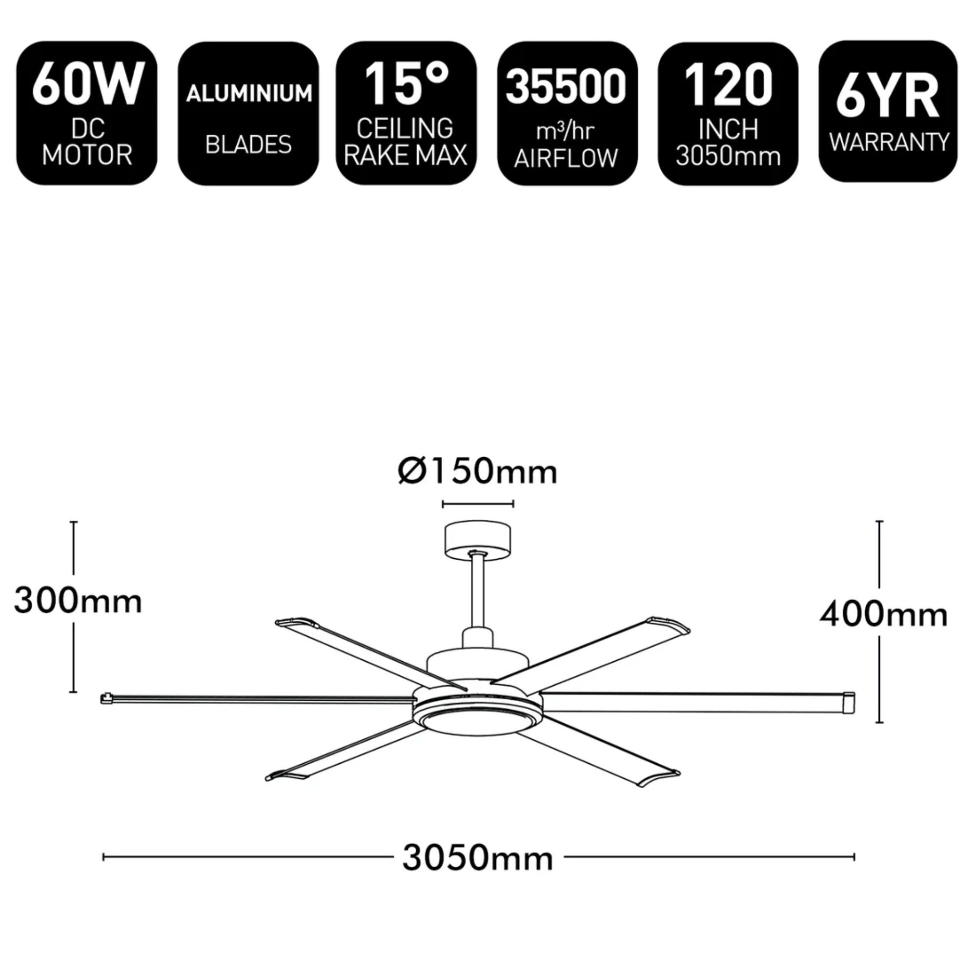 Brilliant COLOSSUS II - 120" DC Ceiling Fan-Brilliant Lighting-Ozlighting.com.au