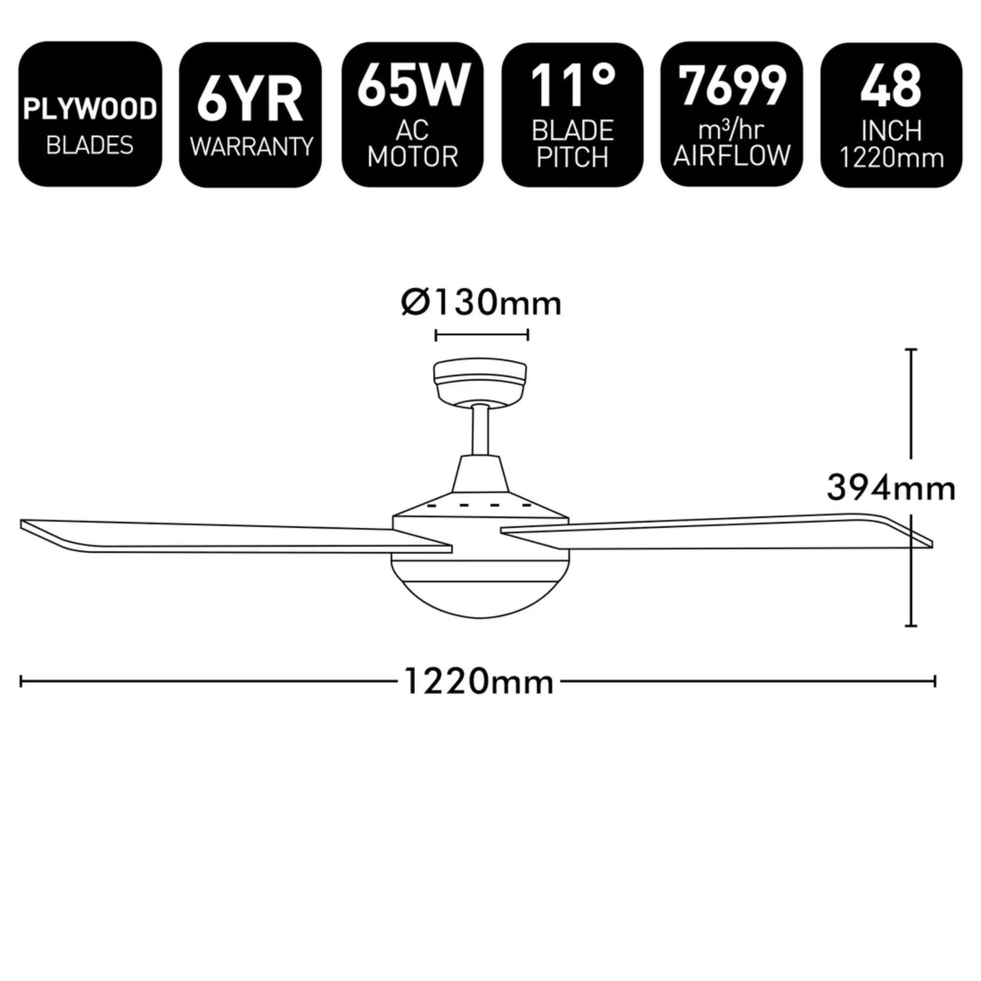 Brilliant TEMPO PLUS - 48" AC Ceiling Fan with LED Light and Remote-Brilliant Lighting-Ozlighting.com.au