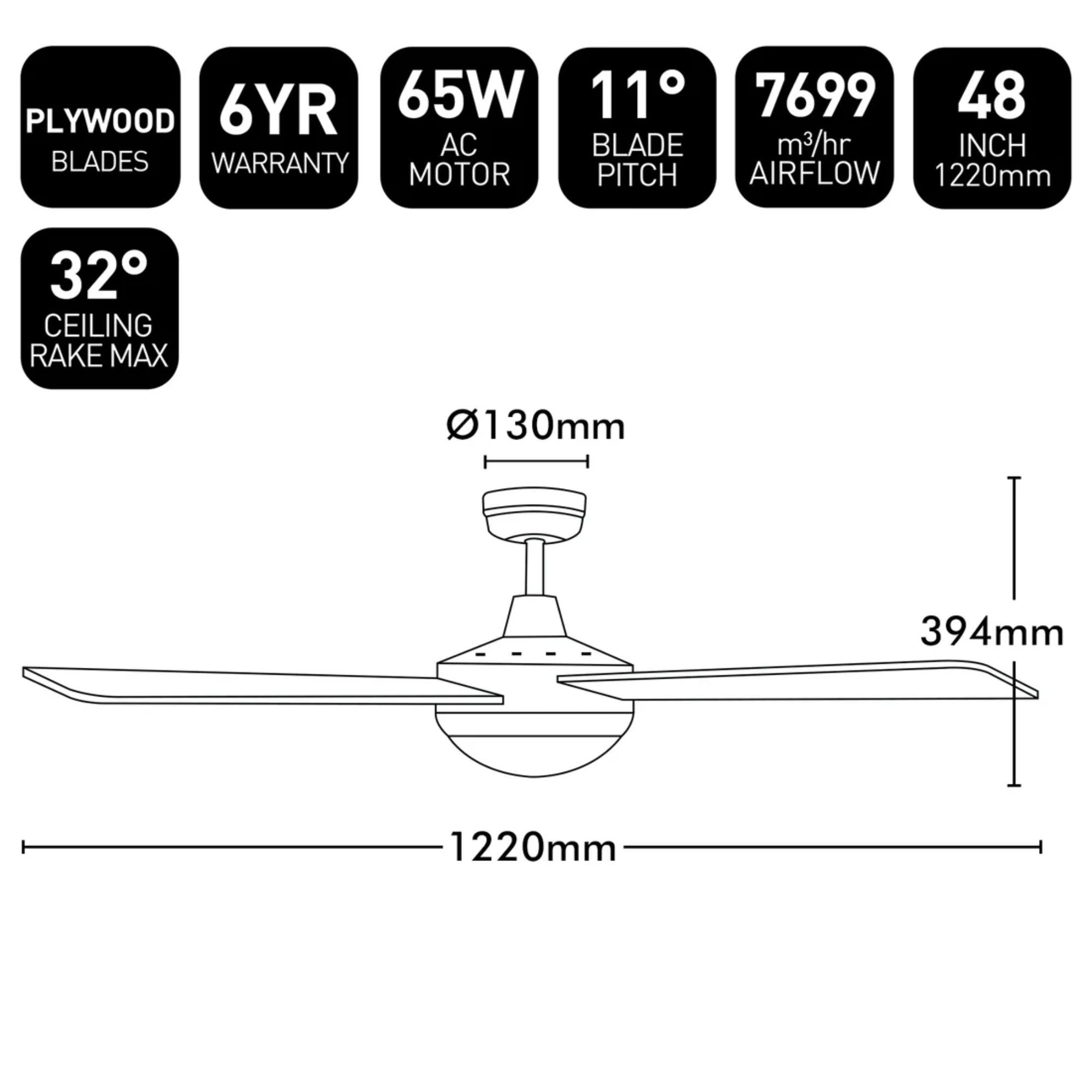 Brilliant Tempo Plus - 48" AC Ceiling Fan with LED Light-Brilliant Lighting-Ozlighting.com.au