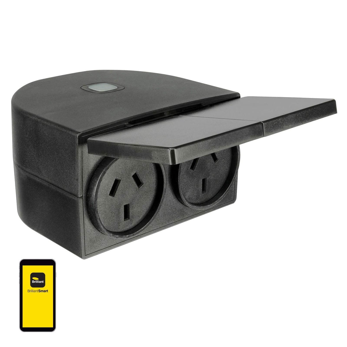 Brilliant Wi-Fi Outdoor Double Plug - Black-Brilliant Lighting-Ozlighting.com.au