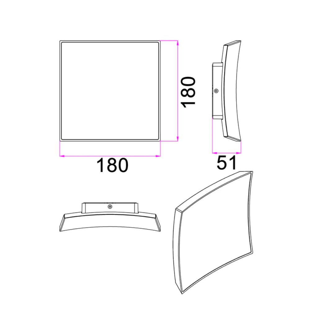 CLA CRISTAL - 13W LED Curved Square Wall Lights-CLA Lighting-Ozlighting.com.au