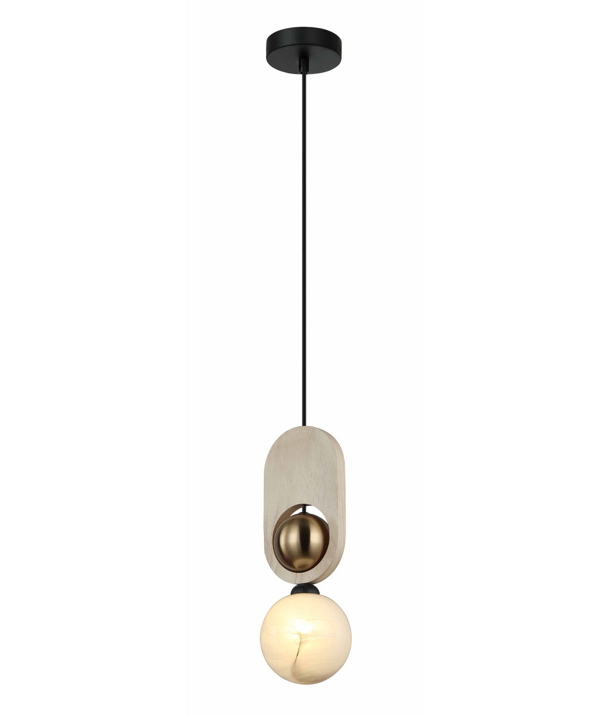 CLA PALTA Pendant - Sandblasted Opal, Wood, Brass-CLA Lighting-Ozlighting.com.au