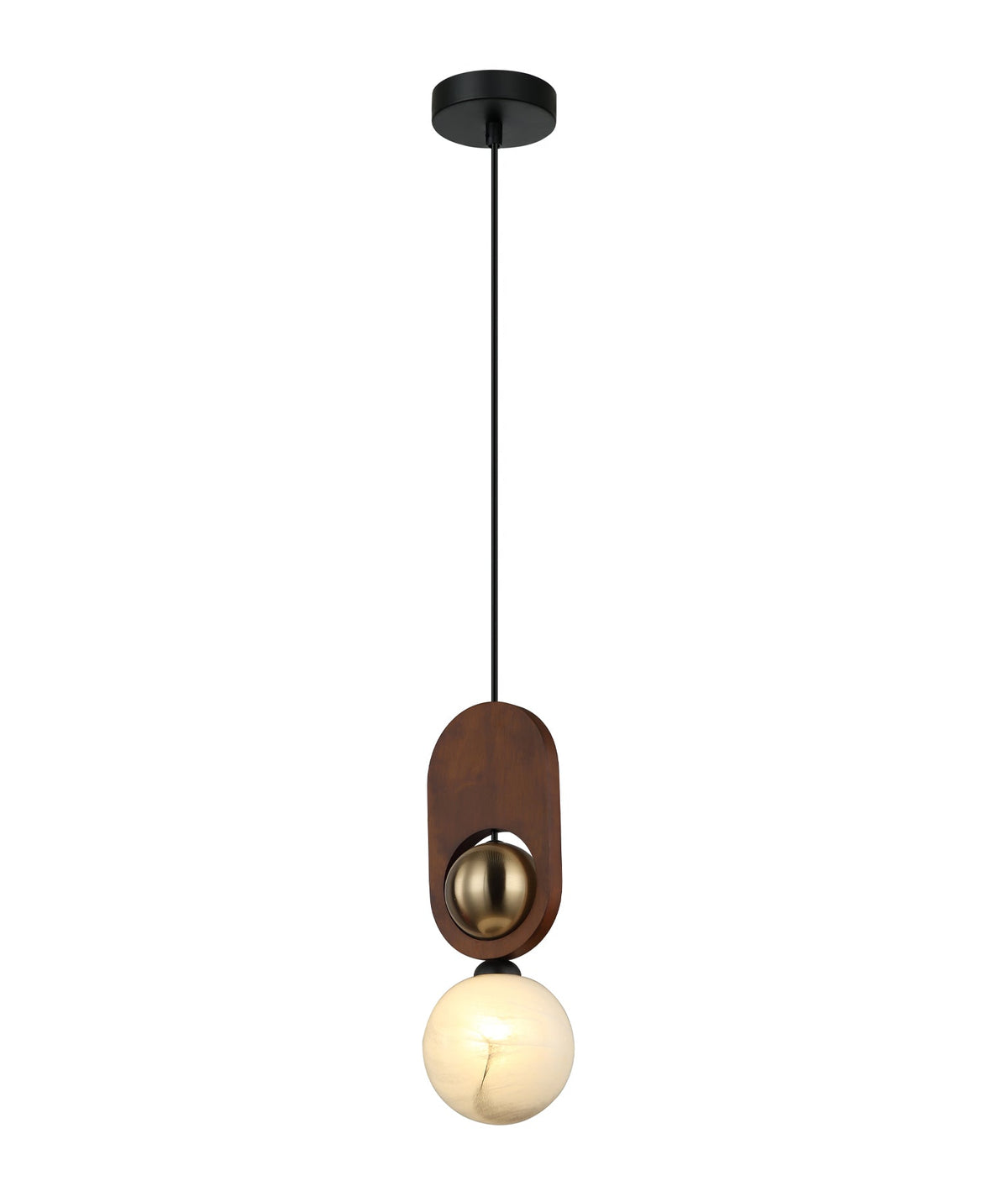 CLA PALTA Pendant - Sandblasted Opal, Wood, Brass-CLA Lighting-Ozlighting.com.au