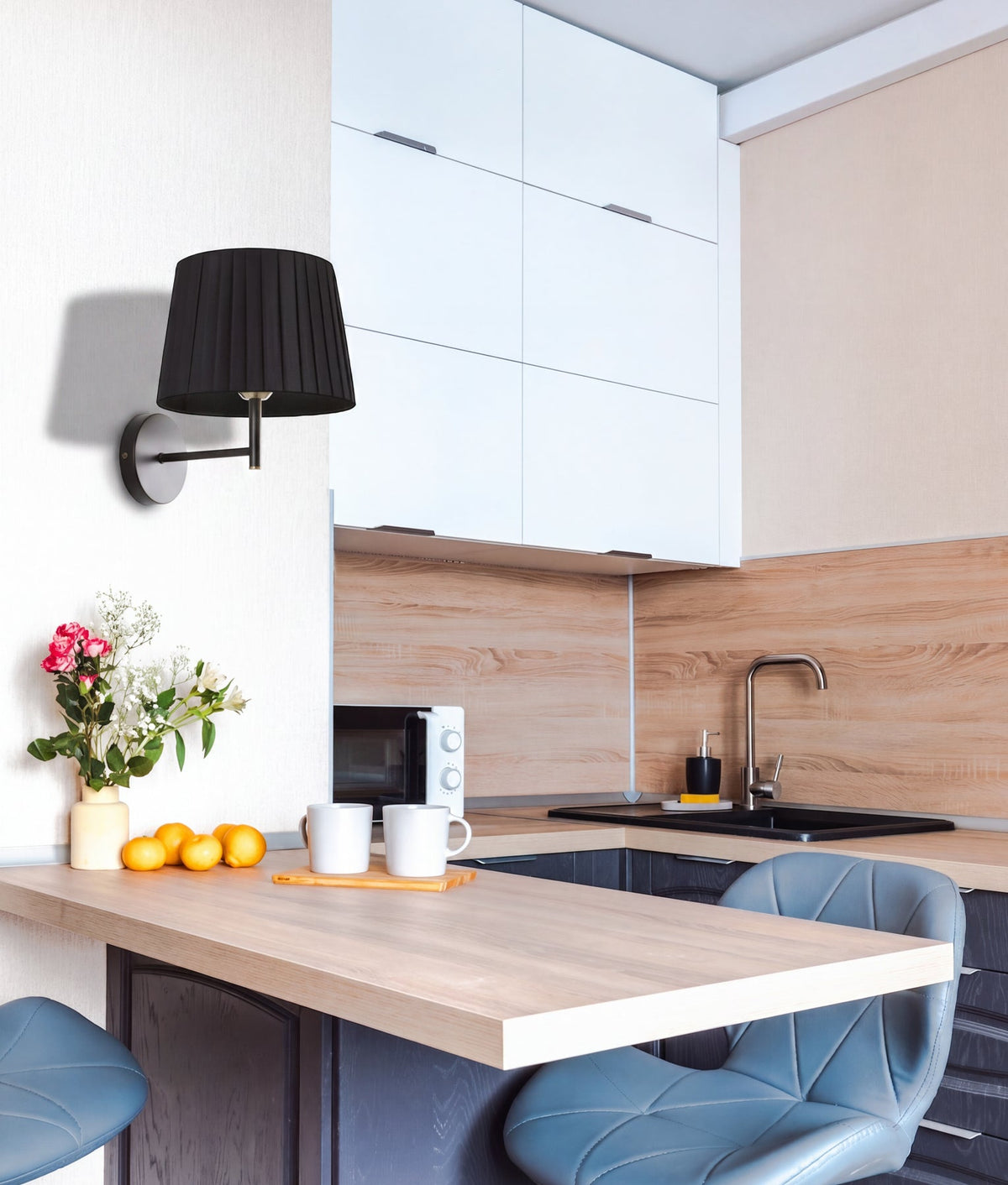 CLA PREGA Wall Light - Indoor Slanted Pleated Fabric Shade-CLA Lighting-Ozlighting.com.au