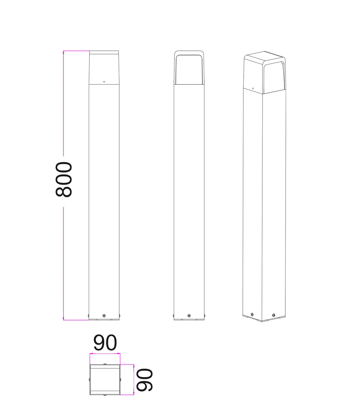 CLA TOREN LED Bollard Light - Tri-Colour, IP65, Surface Mounted, Dark Grey-CLA Lighting-Ozlighting.com.au