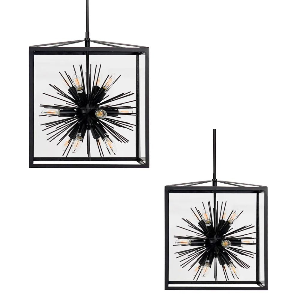 Cafe Lighting AQUILA Pendant - 12 Light Iron & Glass-Cafe Lighting-Ozlighting.com.au
