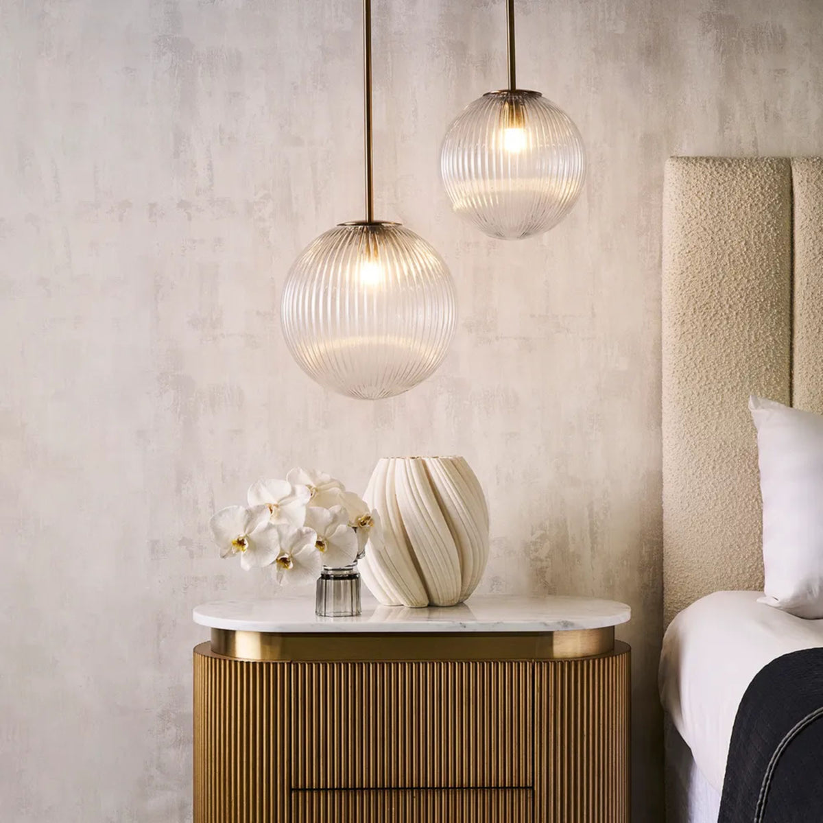 Cafe Lighting BADEN Pendant - Ribbed Glass Antique Brass-Cafe Lighting-Ozlighting.com.au