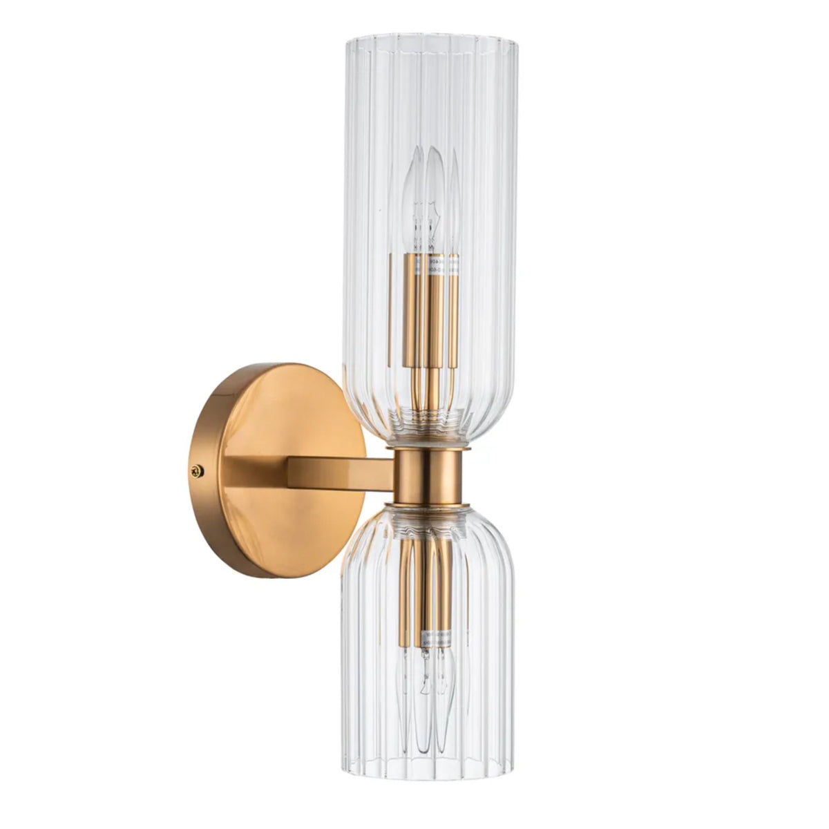 Cafe Lighting HEPBURN Wall Light Ribbed Glass Brushed Brass-Cafe Lighting-Ozlighting.com.au