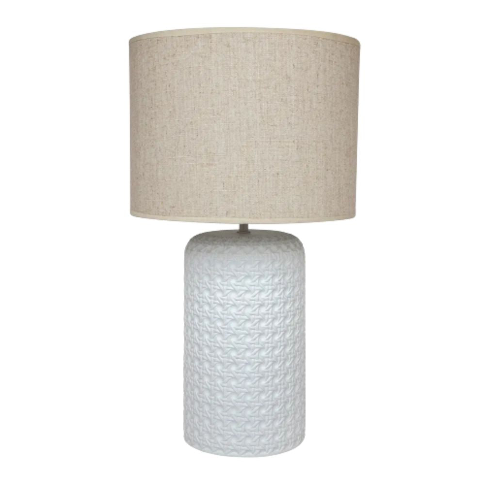 Cafe Lighting PATRONGA-TL - Rattan Patterned Ceramic Table Lamp - E27-Cafe Lighting-Ozlighting.com.au