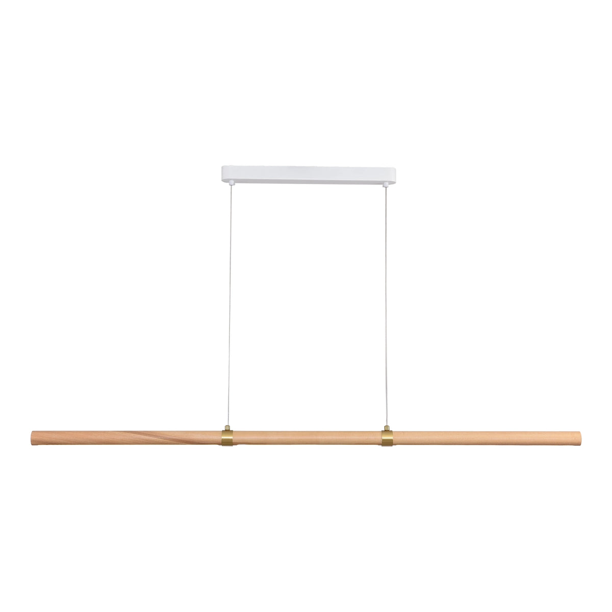 Calibo Aquila 1500mm Timber Tubular LED Linear Pendant with Brass Finish Collar-Calibo-Ozlighting.com.au