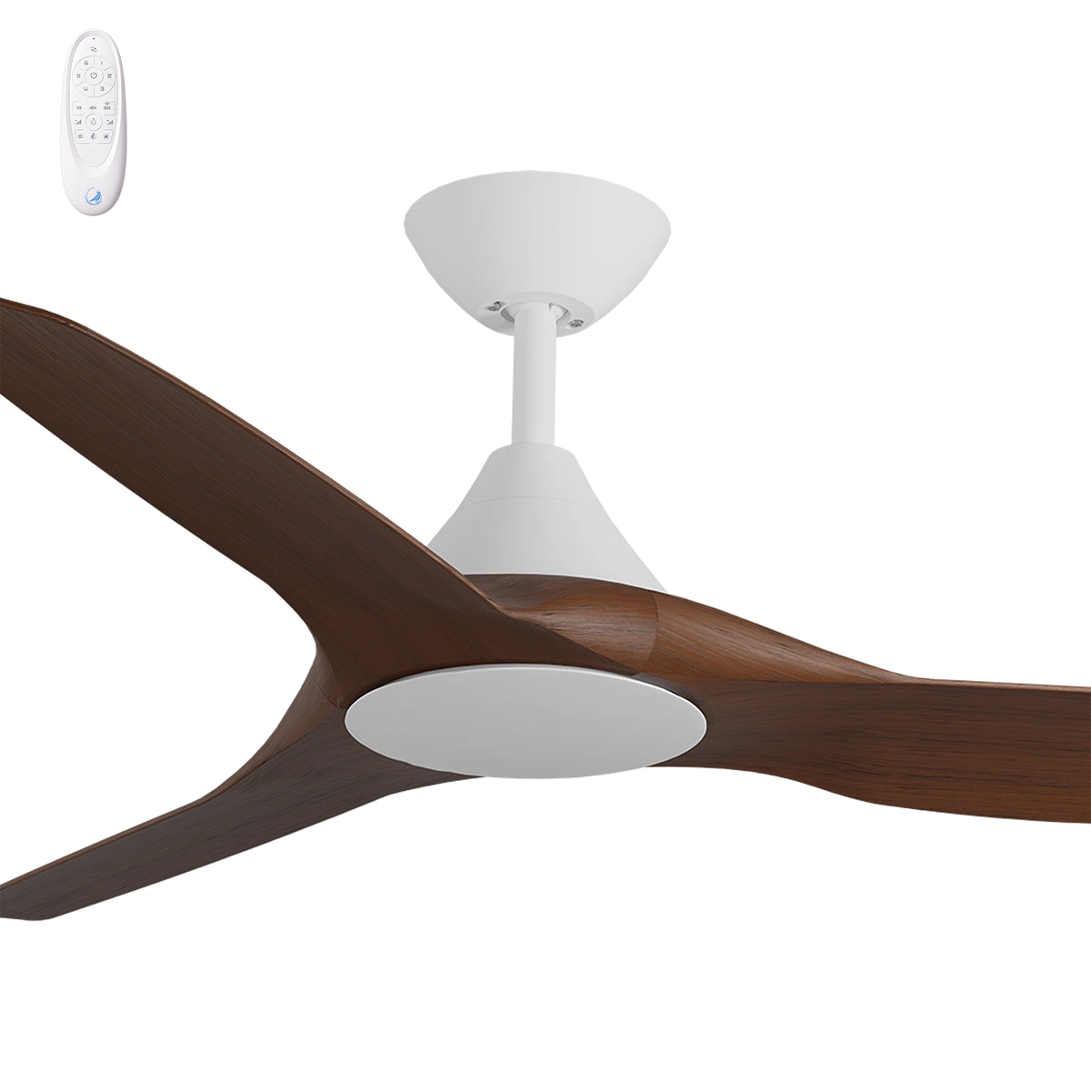 Calibo Smart CloudFan 48" (1220mm) ABS Energy Efficient DC Ceiling Fan and Remote - White & Koa-Calibo-Ozlighting.com.au