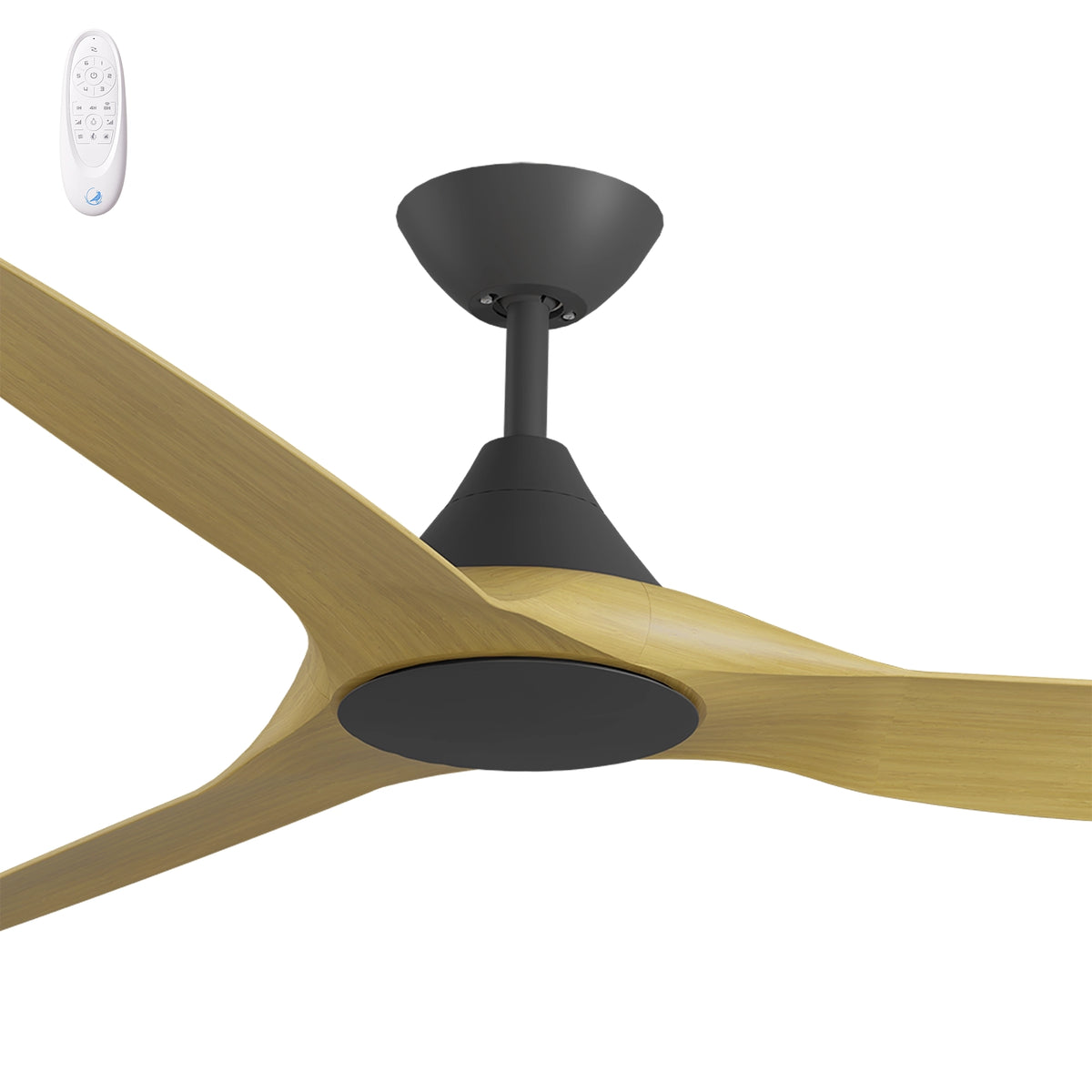 Calibo Smart CloudFan DC Ceiling Fan - 60" (1520mm) ABS Energy Efficient, Remote, Black & Bamboo-Calibo-Ozlighting.com.au
