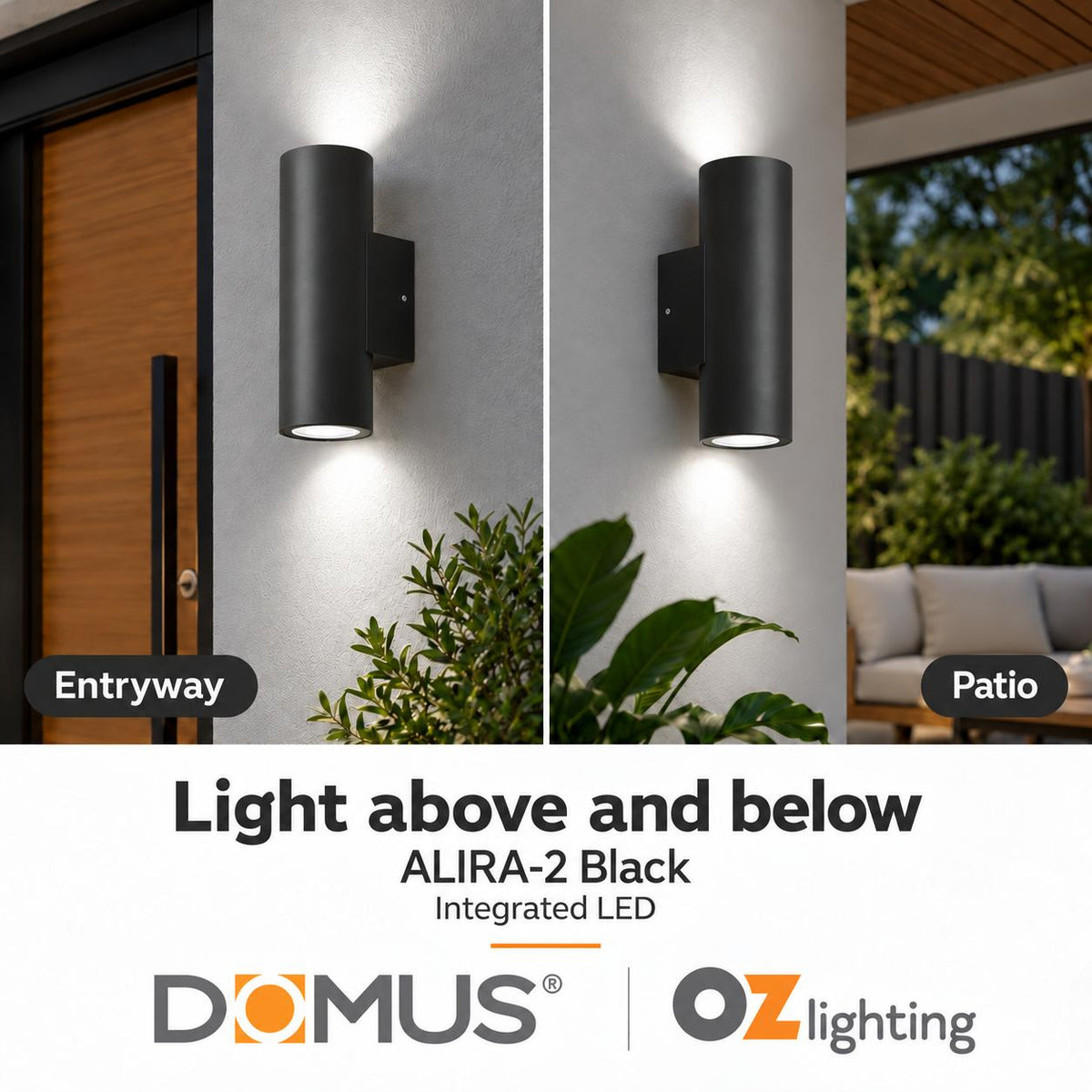Domus ALIRA-2 Up/Down Wall Light - 240V, IP65-Domus Lighting-Ozlighting.com.au