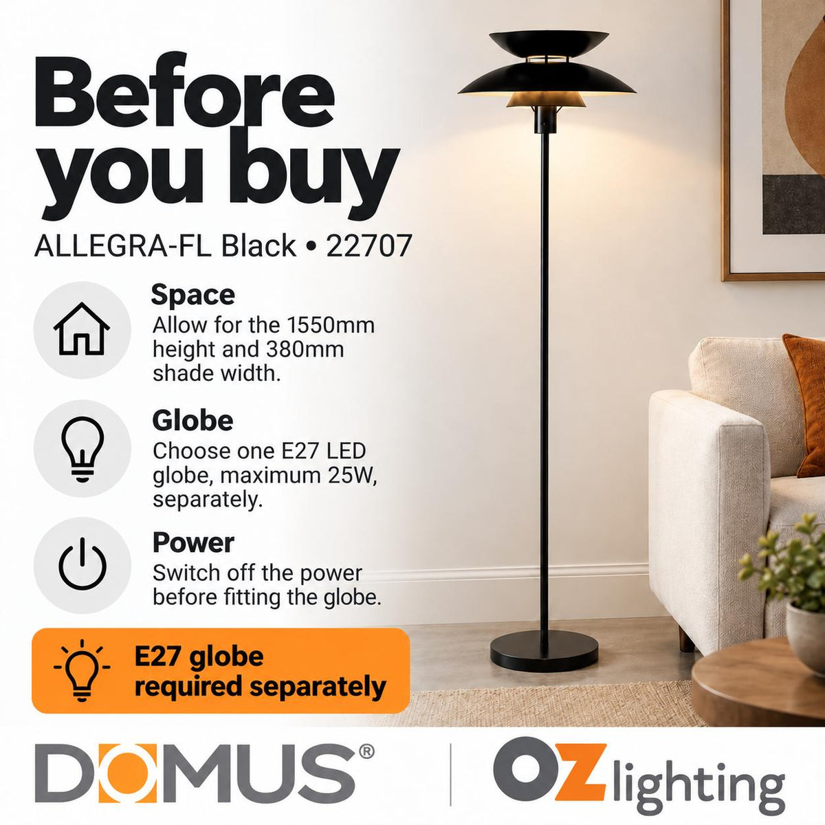 Domus ALLEGRA-FL Floor Lamp-Domus Lighting-Ozlighting.com.au