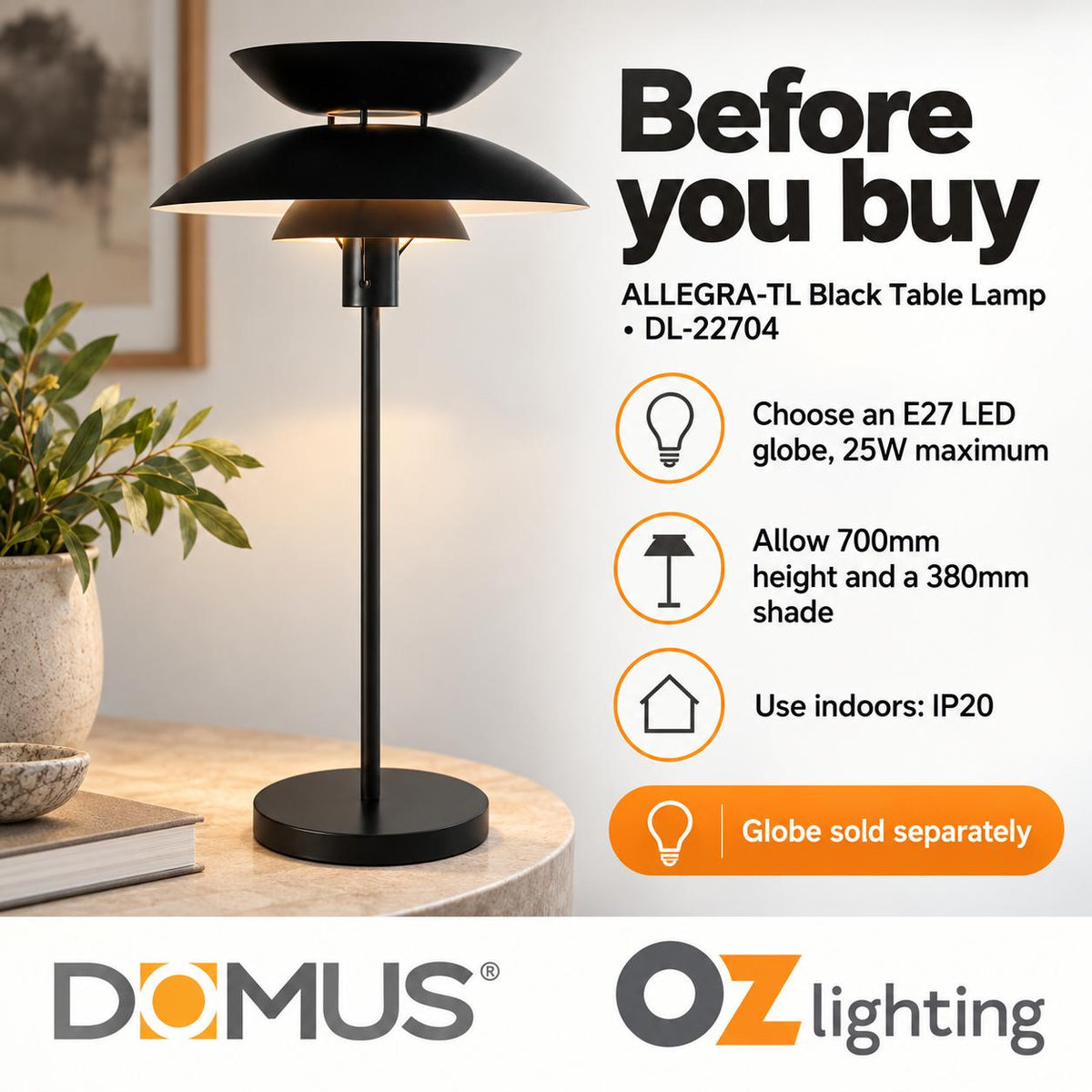 Domus ALLEGRA-TL Table Lamp-Domus Lighting-Ozlighting.com.au