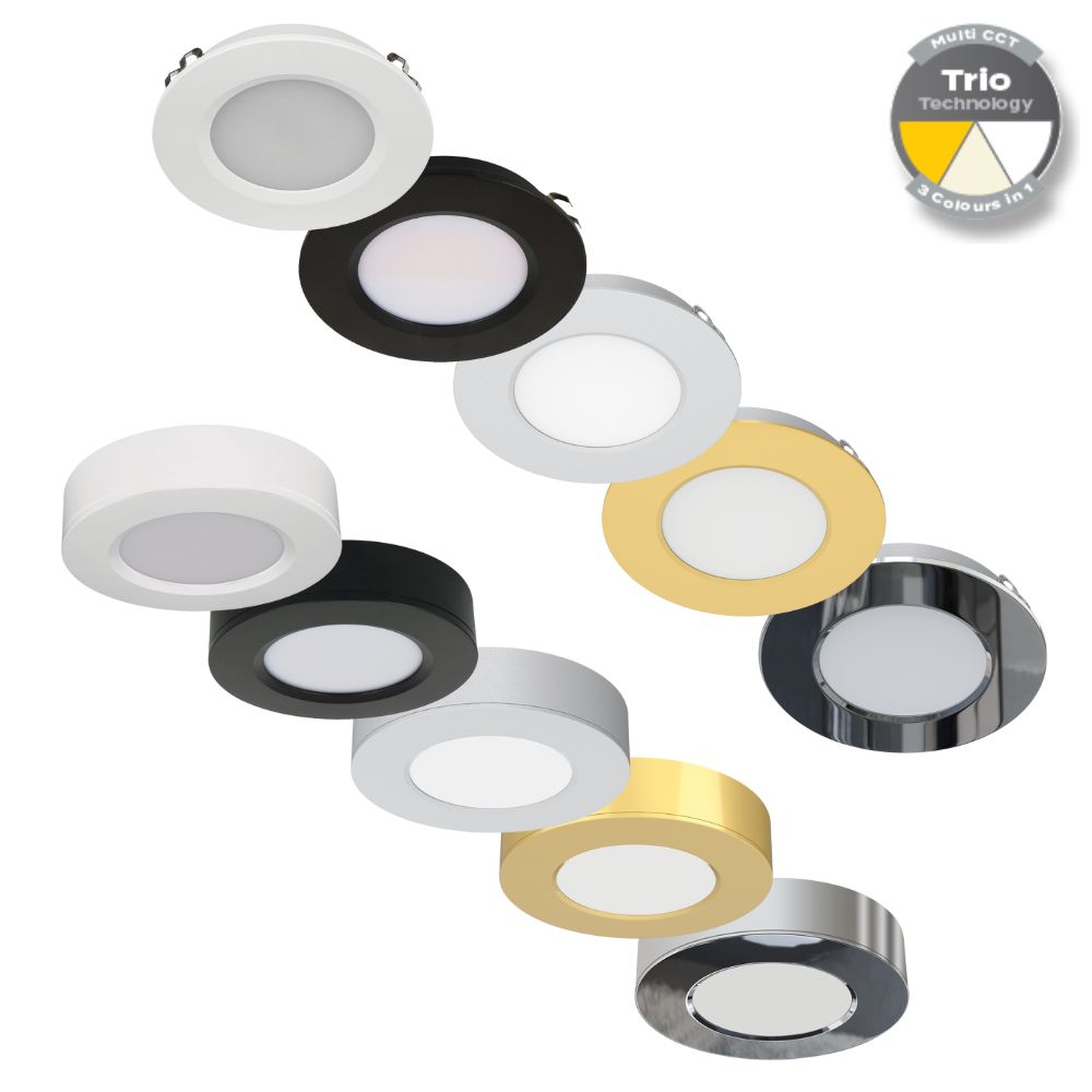 Domus ASTRA-TRIO LED Cabinet Light - 3.6W, 12V, Tri-Colour, Colour Switchable, Recessed, Surface Mounted - DRIVER REQUIRED-Domus Lighting-Ozlighting.com.au
