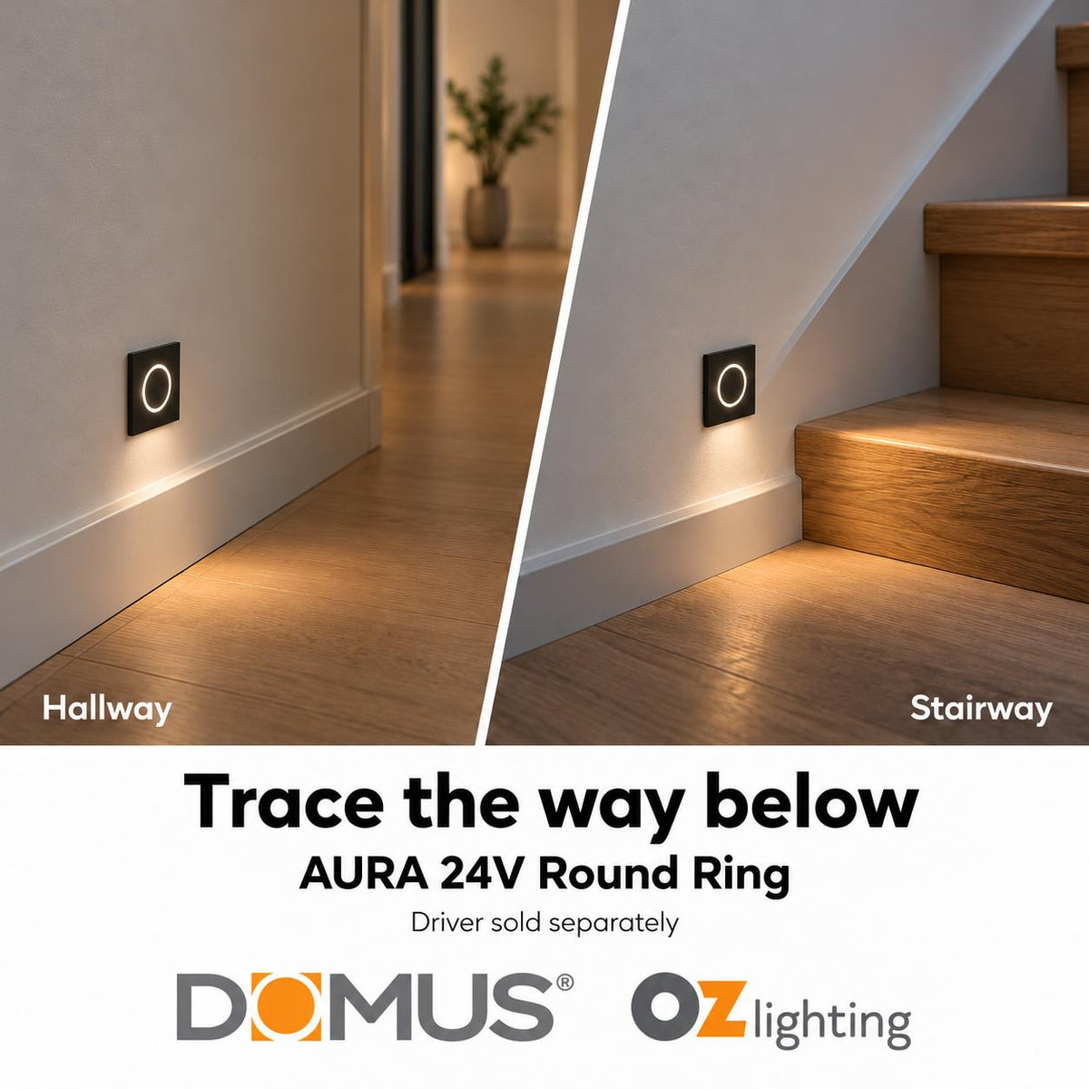 Domus AURA-24V-SQR-BLK LED Step Light - 3W, 24V DC, Tri-Colour, IP20, Recessed, Square, 45mm, Black - DRIVER REQUIRED-Domus Lighting-Ozlighting.com.au