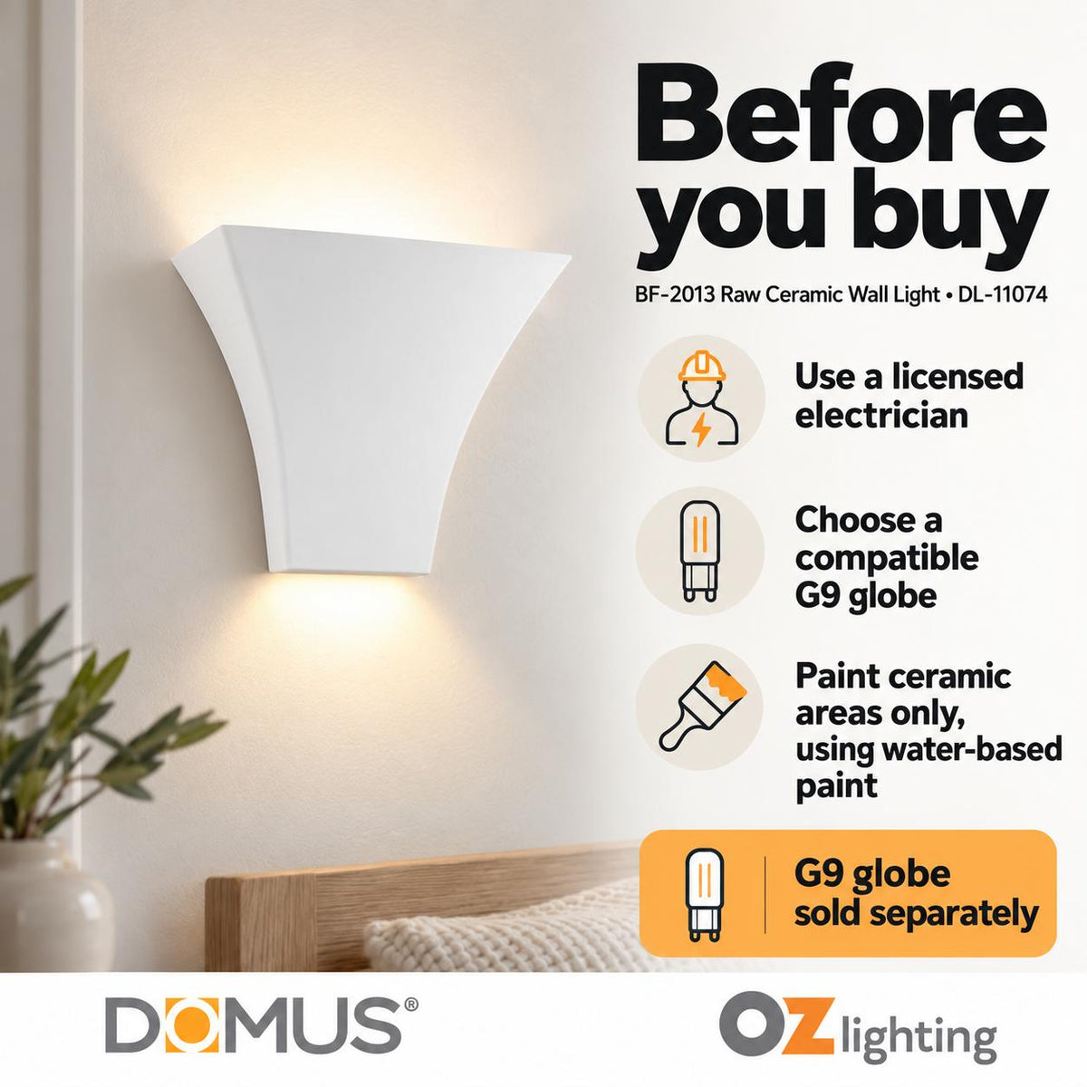 Domus BF-2013 Wall Light - Ceramic, Raw-Domus Lighting-Ozlighting.com.au