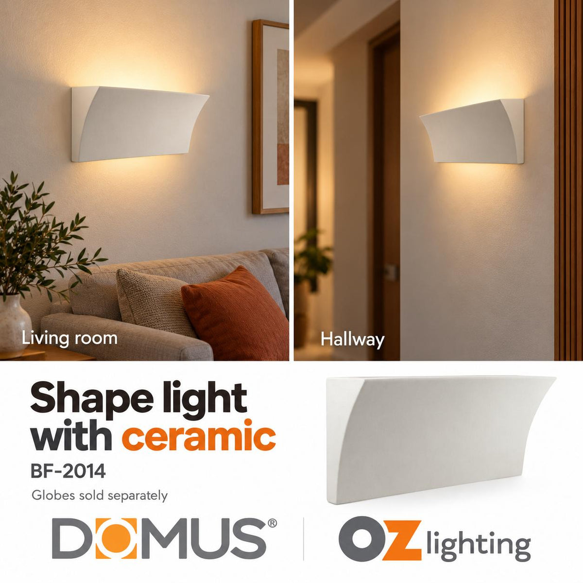 Domus BF-2014 Wall Light - Ceramic, Raw-Domus Lighting-Ozlighting.com.au