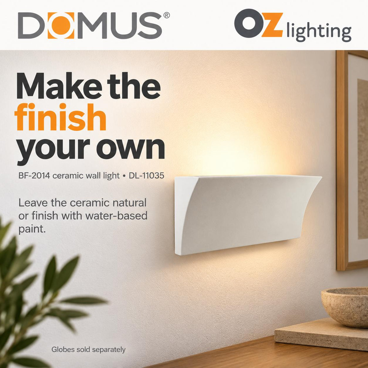 Domus BF-2014 Wall Light - Ceramic, Raw-Domus Lighting-Ozlighting.com.au