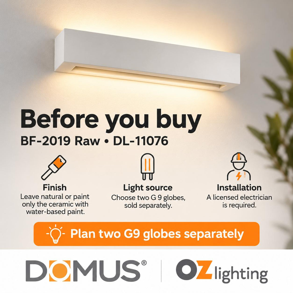 Domus BF-2019 Wall Light - Ceramic, Raw-Domus Lighting-Ozlighting.com.au