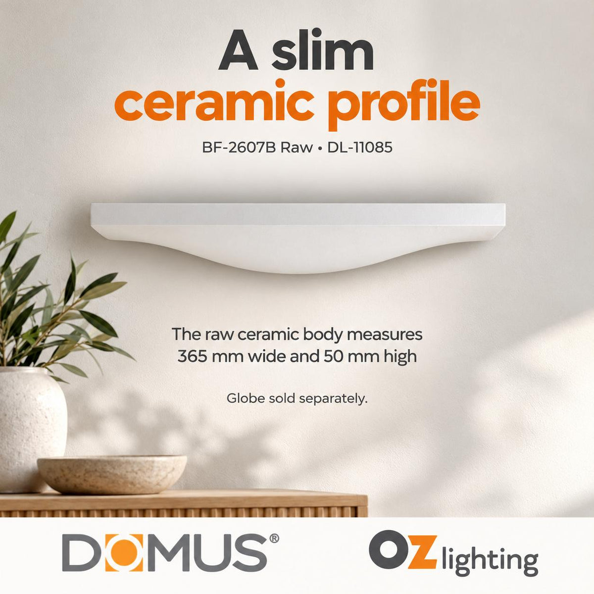 Domus BF-2607B Wall Light - Ceramic, Raw-Domus Lighting-Ozlighting.com.au