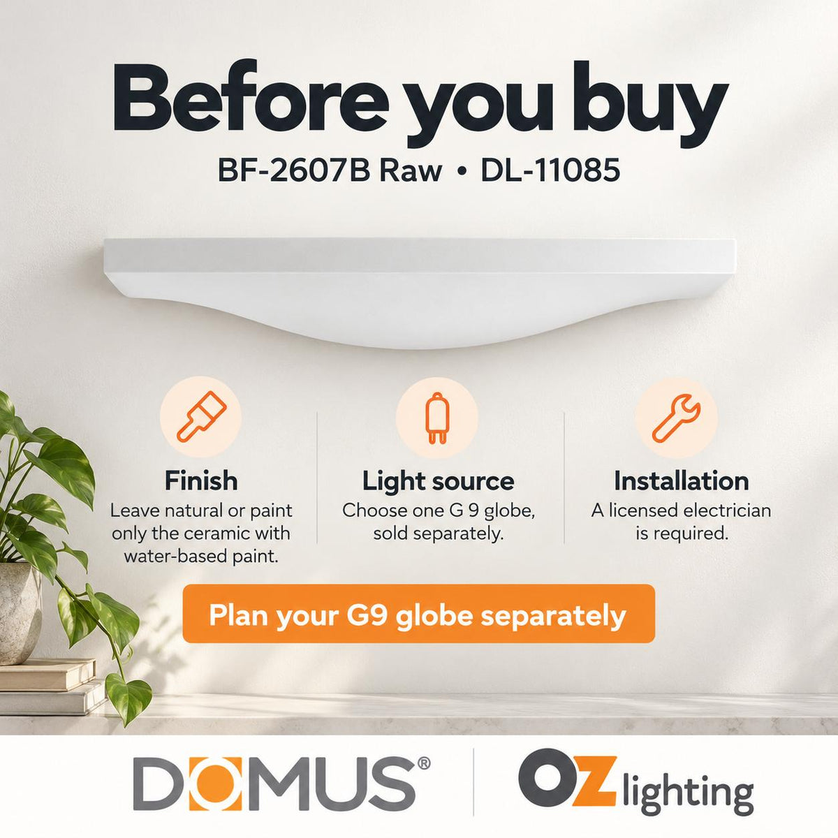 Domus BF-2607B Wall Light - Ceramic, Raw-Domus Lighting-Ozlighting.com.au