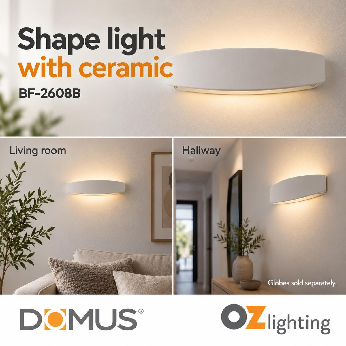 Domus BF-2608B Wall Light - Ceramic, Raw-Domus Lighting-Ozlighting.com.au