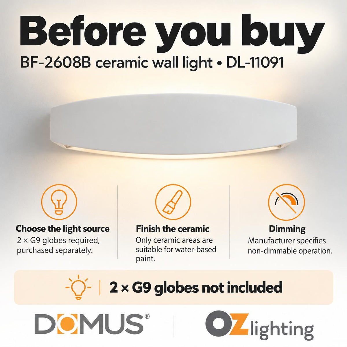 Domus BF-2608B Wall Light - Ceramic, Raw-Domus Lighting-Ozlighting.com.au