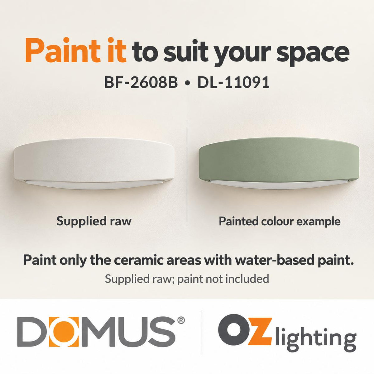 Domus BF-2608B Wall Light - Ceramic, Raw-Domus Lighting-Ozlighting.com.au