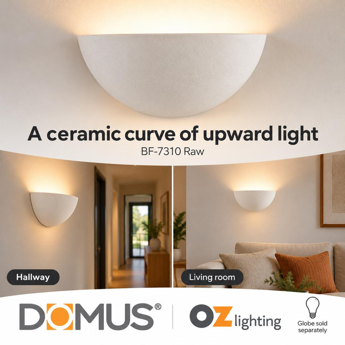 Domus BF-7310 Wall Light - Ceramic, Raw-Domus Lighting-Ozlighting.com.au