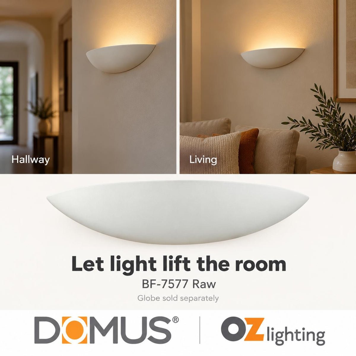 Domus BF-7577 Wall Light - Ceramic, Raw-Domus Lighting-Ozlighting.com.au