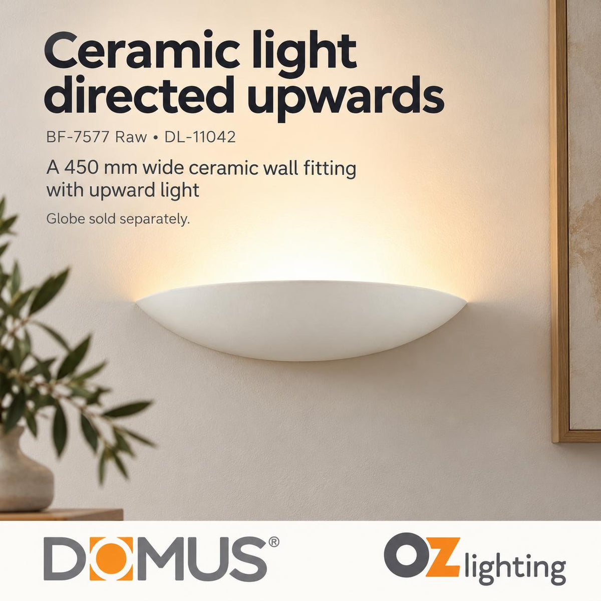 Domus BF-7577 Wall Light - Ceramic, Raw-Domus Lighting-Ozlighting.com.au