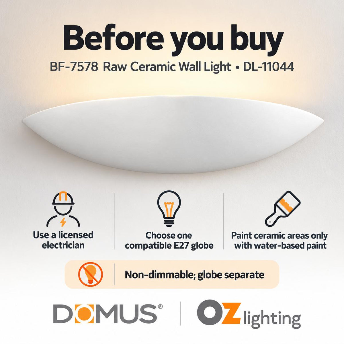 Domus BF-7578 Wall Light - Ceramic, Raw-Domus Lighting-Ozlighting.com.au