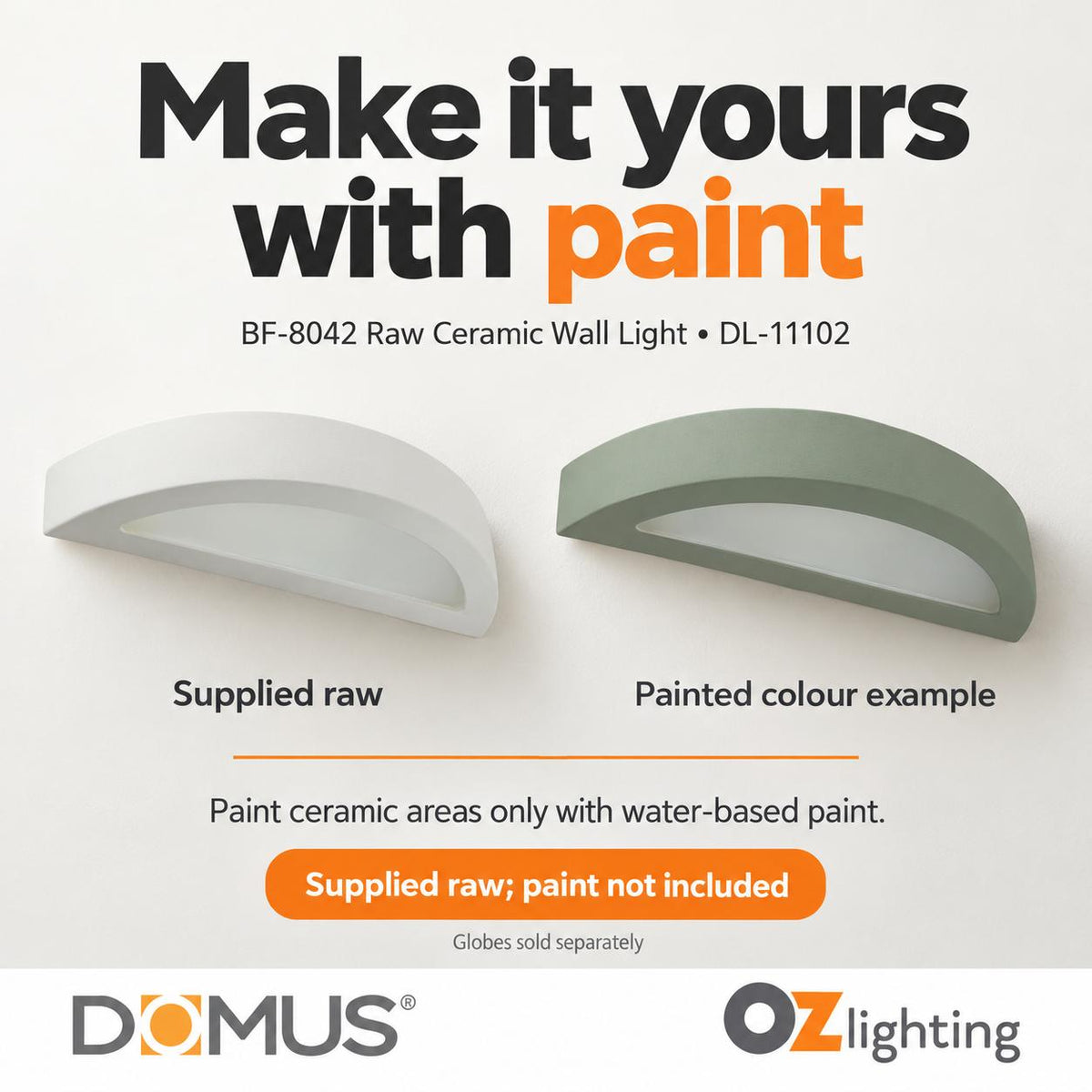 Domus BF-8042 Wall Light - Ceramic, Raw-Domus Lighting-Ozlighting.com.au