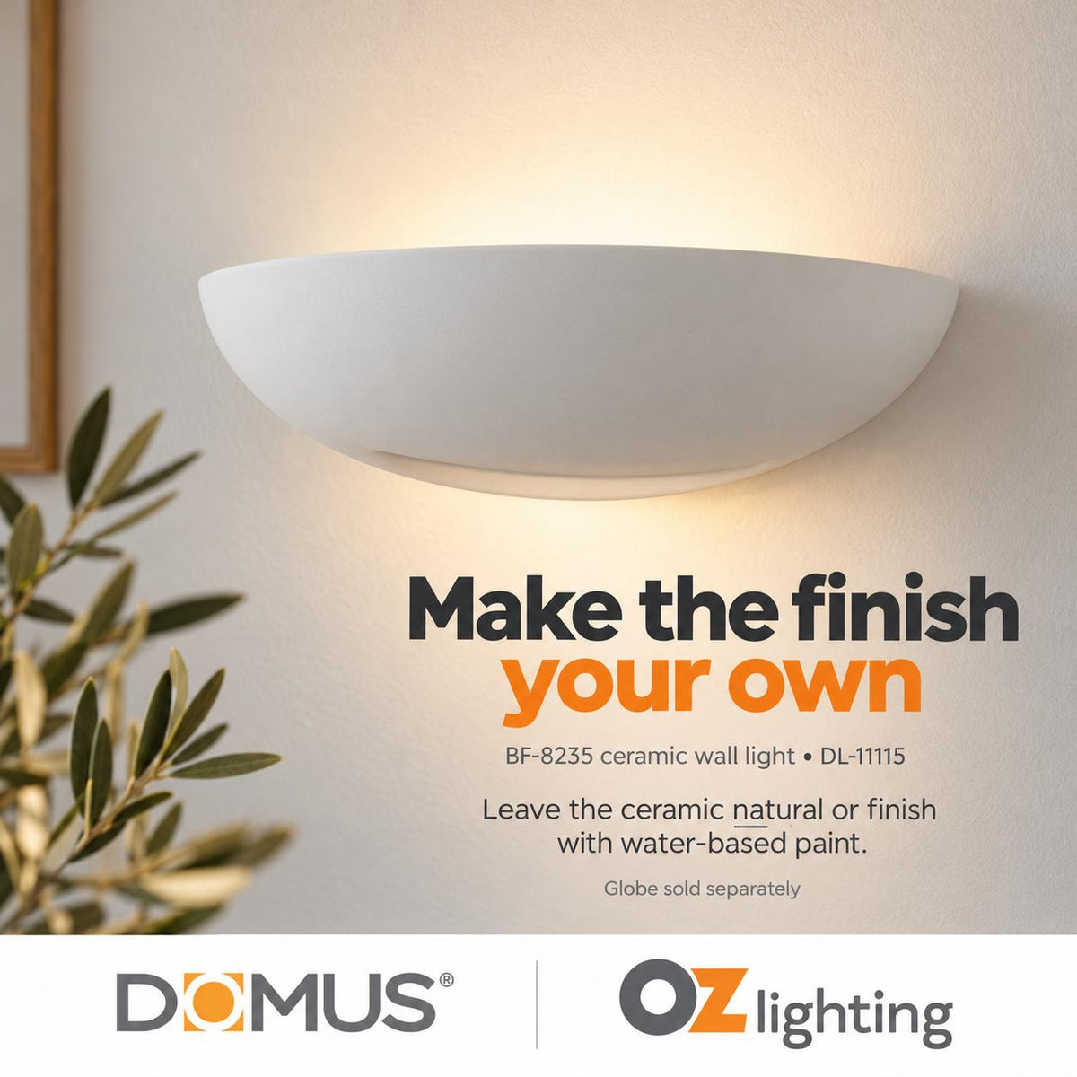 Domus BF-8235 Wall Light - Ceramic, Raw-Domus Lighting-Ozlighting.com.au