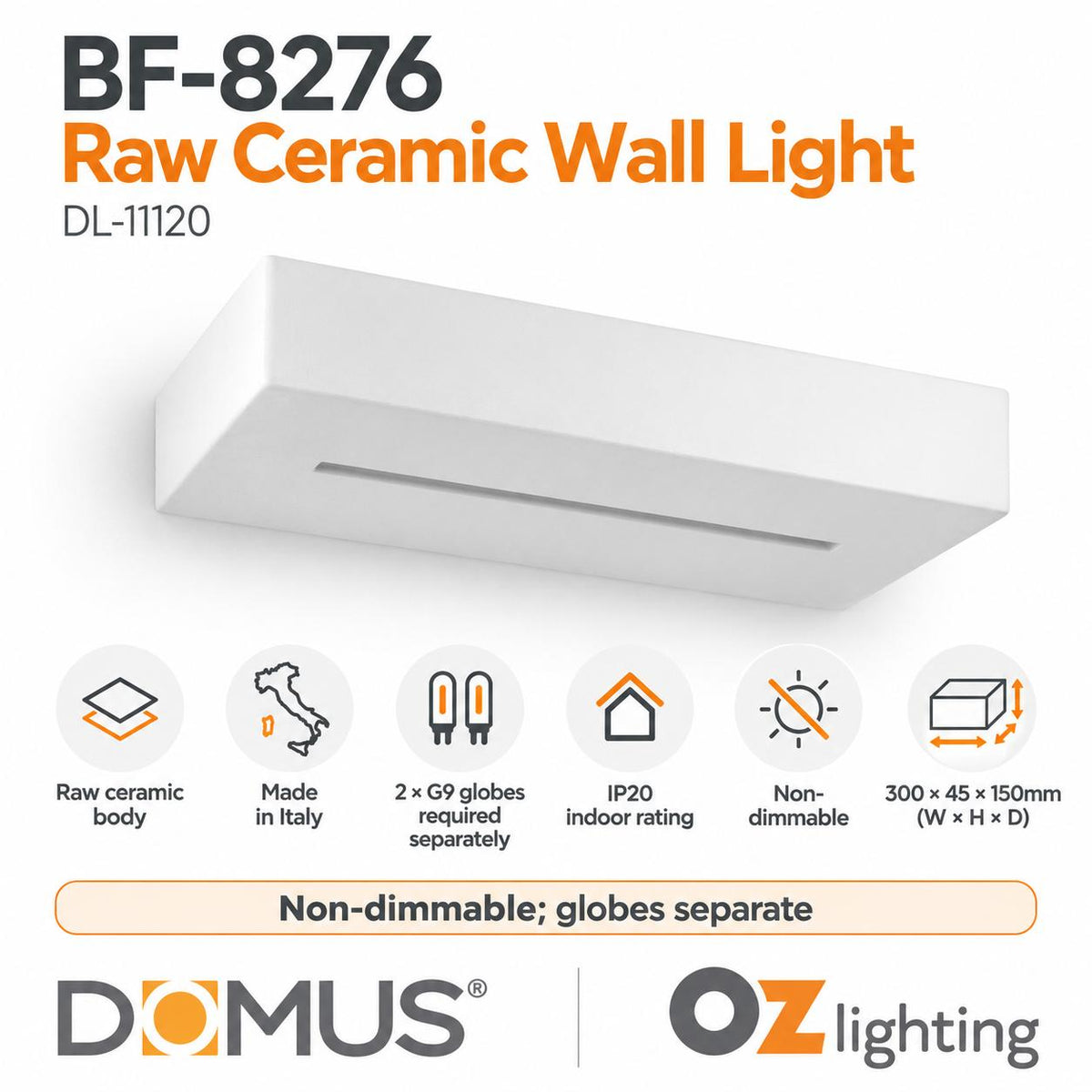 Domus BF-8276 Wall Light - Ceramic, Raw-Domus Lighting-Ozlighting.com.au