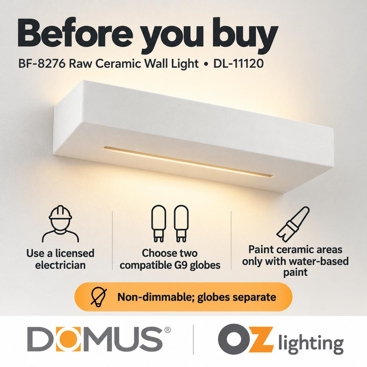 Domus BF-8276 Wall Light - Ceramic, Raw-Domus Lighting-Ozlighting.com.au