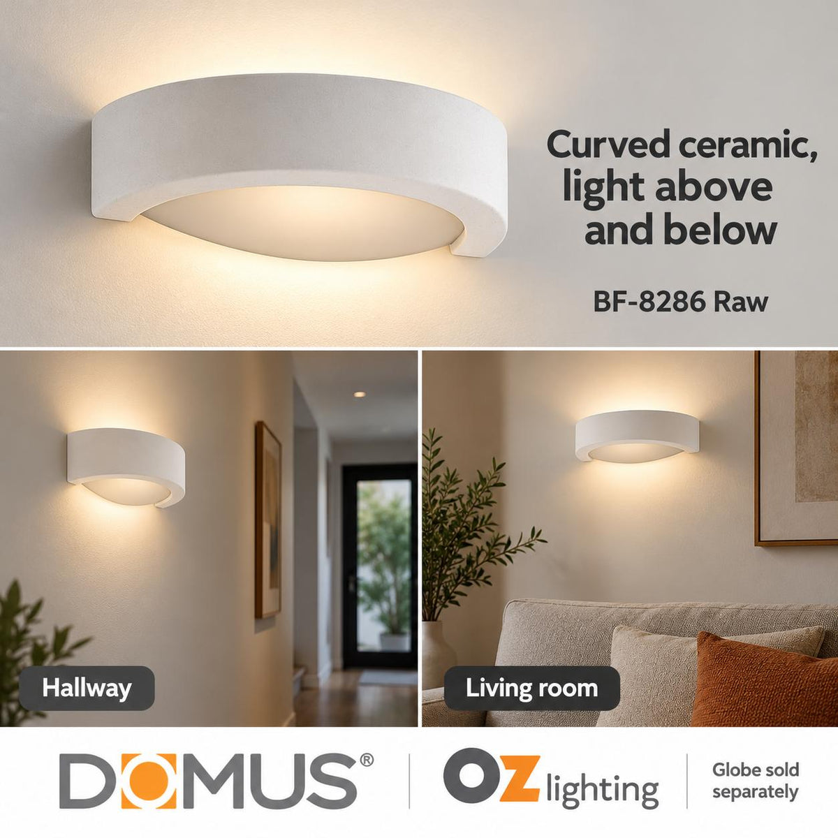 Domus BF-8286 Wall Light - Ceramic, Raw-Domus Lighting-Ozlighting.com.au