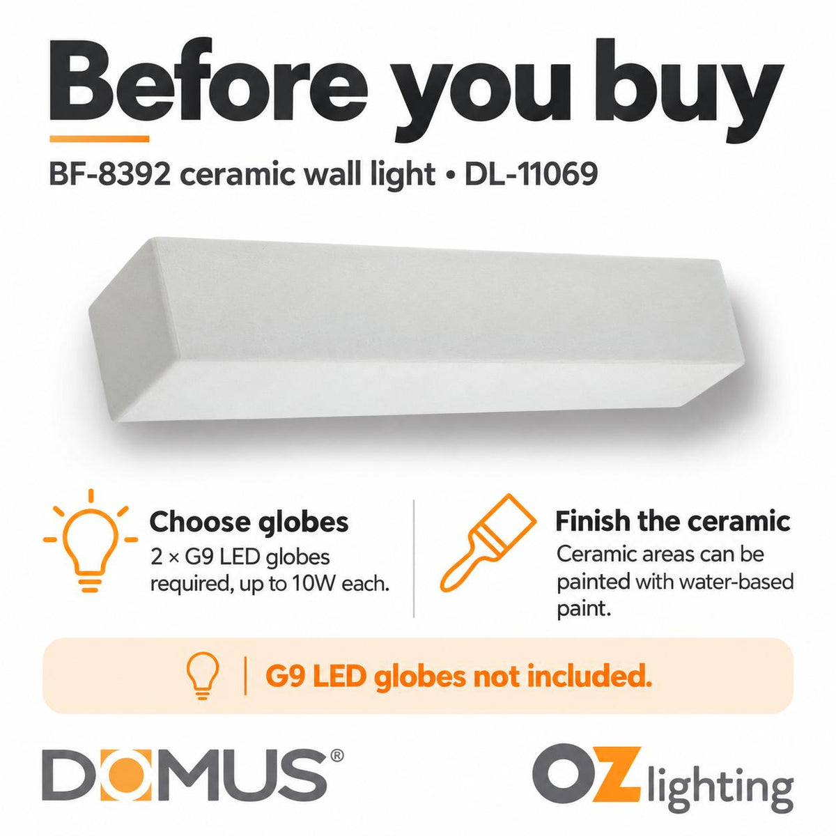 Domus BF-8392 Wall Light - Ceramic, Raw-Domus Lighting-Ozlighting.com.au