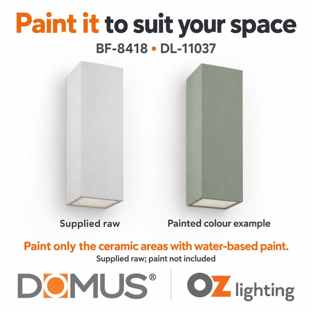 Domus BF-8418 Wall Light - Ceramic, Raw-Domus Lighting-Ozlighting.com.au