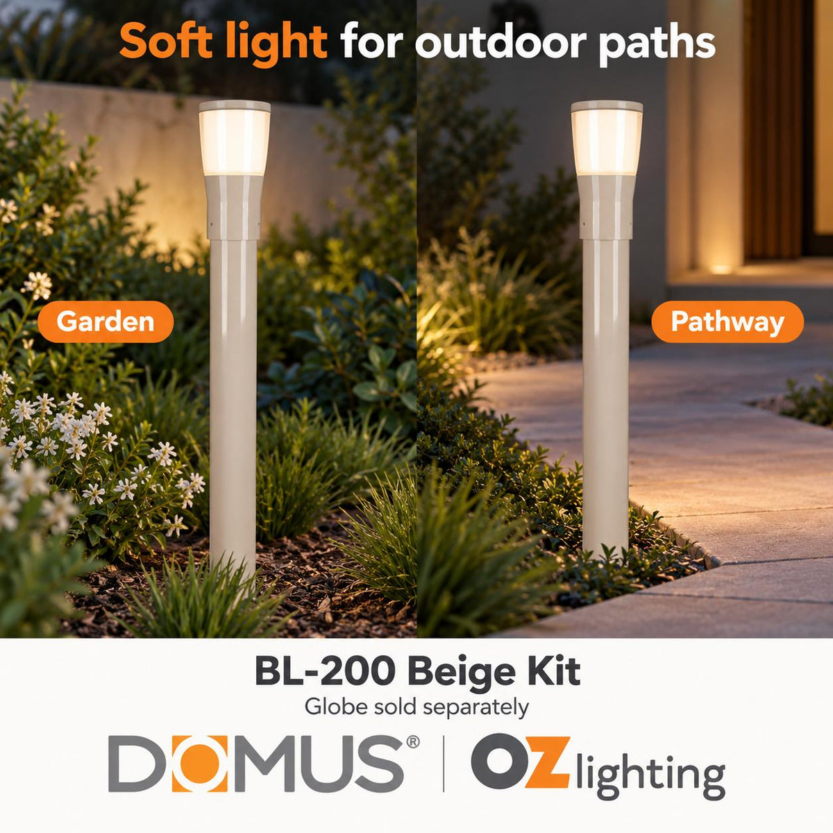 Domus BL-200-1M-KIT Bollard Head Kit - 1m, Conical-Domus Lighting-Ozlighting.com.au