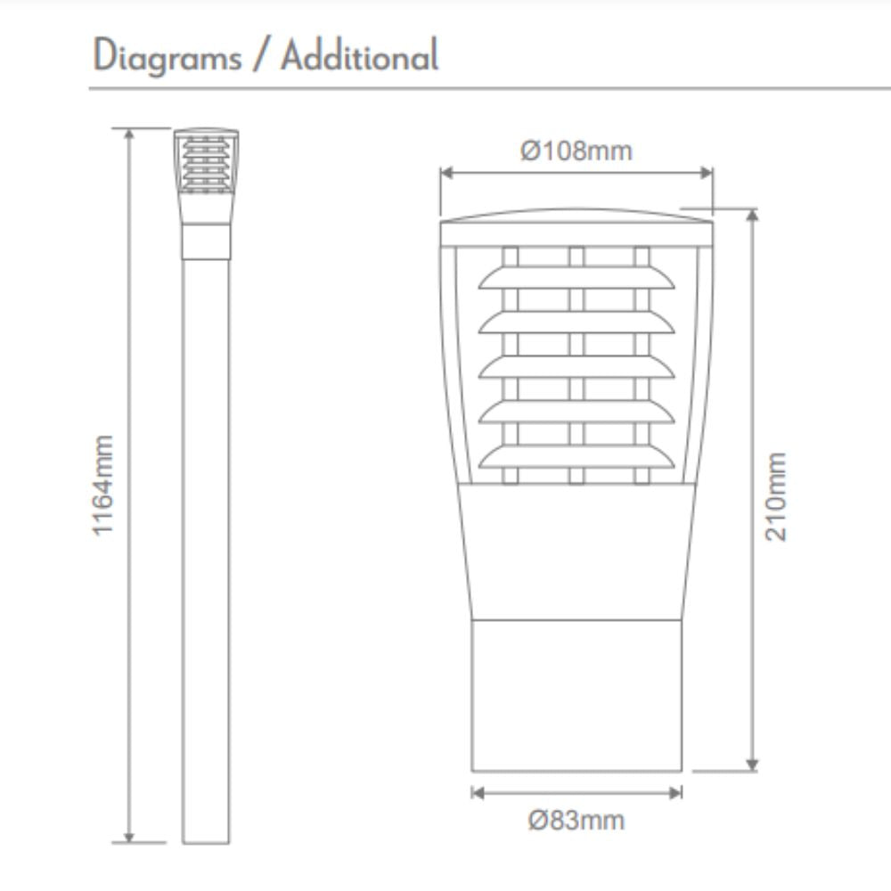 Domus BL-300-1M-KIT Bollard Head Kit - 1m, Conical, Louvred-Domus Lighting-Ozlighting.com.au